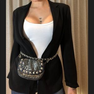 Faux alligator stud fanny pack